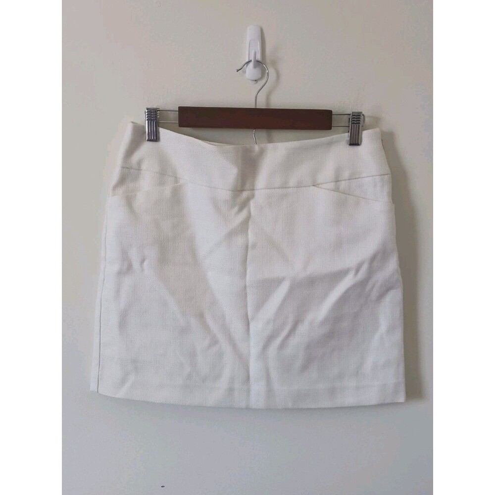 Ann Taylor LOFT Skirt Women 6 Off White Textured Mini Zip Pockets
